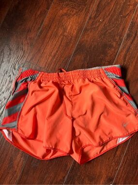 Nike Bright Orange Women's Running Shorts with Gray Accents
